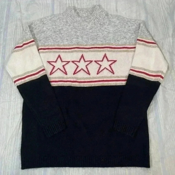 NEW Lou & Grey Star Stripe Mock Neck Sweater Woman’s Size XS Loft Ann Taylor - Picture 11 of 13
